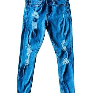 Express Blue Distressed Skinny Jeans